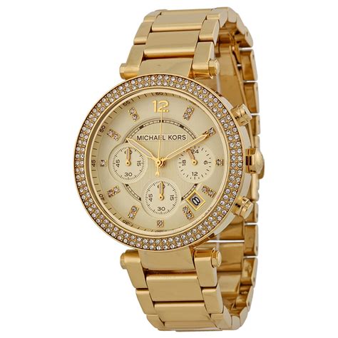 montre michael kors parker mk5354|Michael Kors chronograph champagne dial.